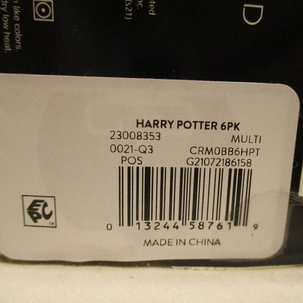 Harry Potter Socks Bioworld NEW Woman Size 8-12 Blue Yellow Pink Crew Set Of 6